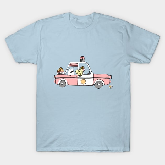 Pink police car T-Shirt by Mellowdays